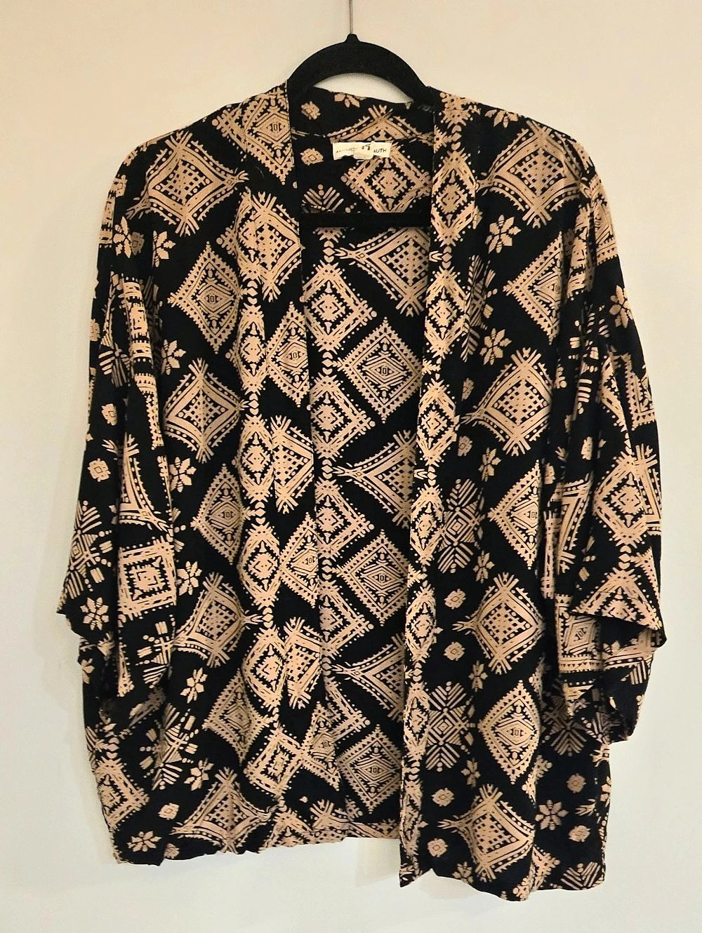 Anthropologie Geometric Kimono Tunic in Black & Tan